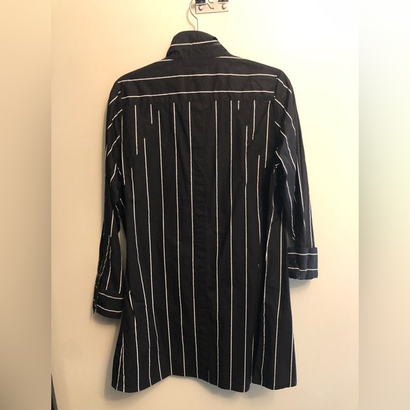 Classic cotton tunic shirt. Black with white stripes. Small. Pockets! - Picture 2 of 4